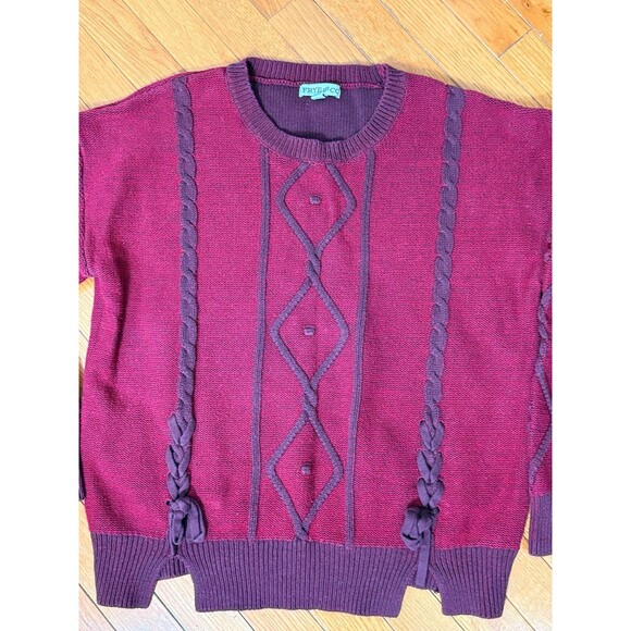 Frye and Co. Burgundy Crewneck Long Sleeve‎ Knit Sweater Women's Size L - Picture 2 of 7